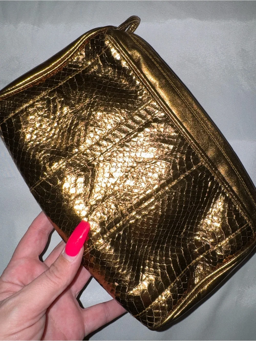 Giani Bernini Gold Metallic Textured Wristlet Clutch - Designer Style